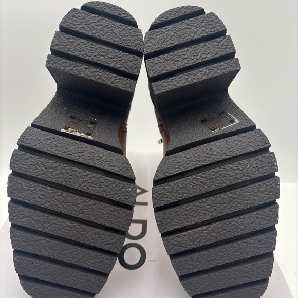 Aldo Tan Ankle Boots with Black Chunky Heel